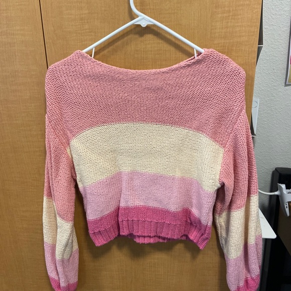 Billabong pink and white stripped sweater - Picture 3 of 3